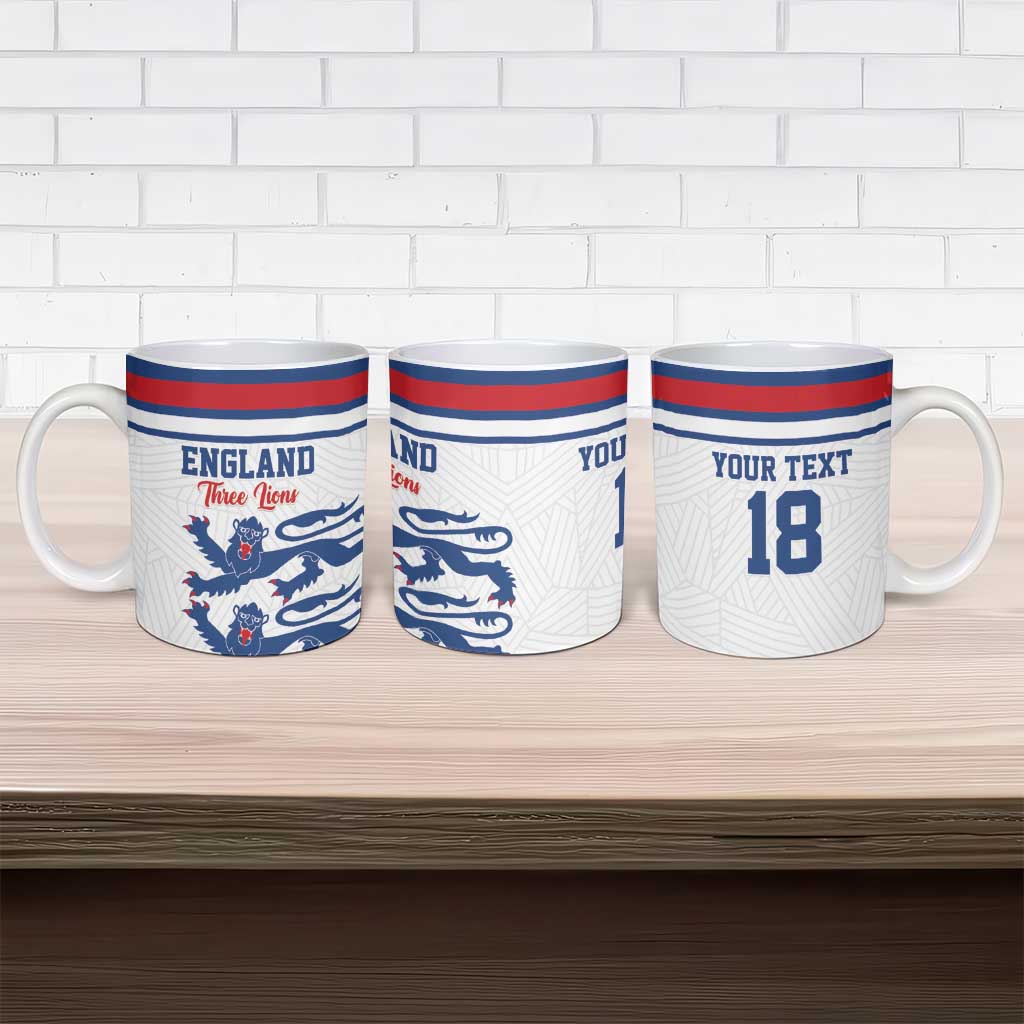 Custom England Three Lions Ceramic Mug Vintage Stripe Football Fan