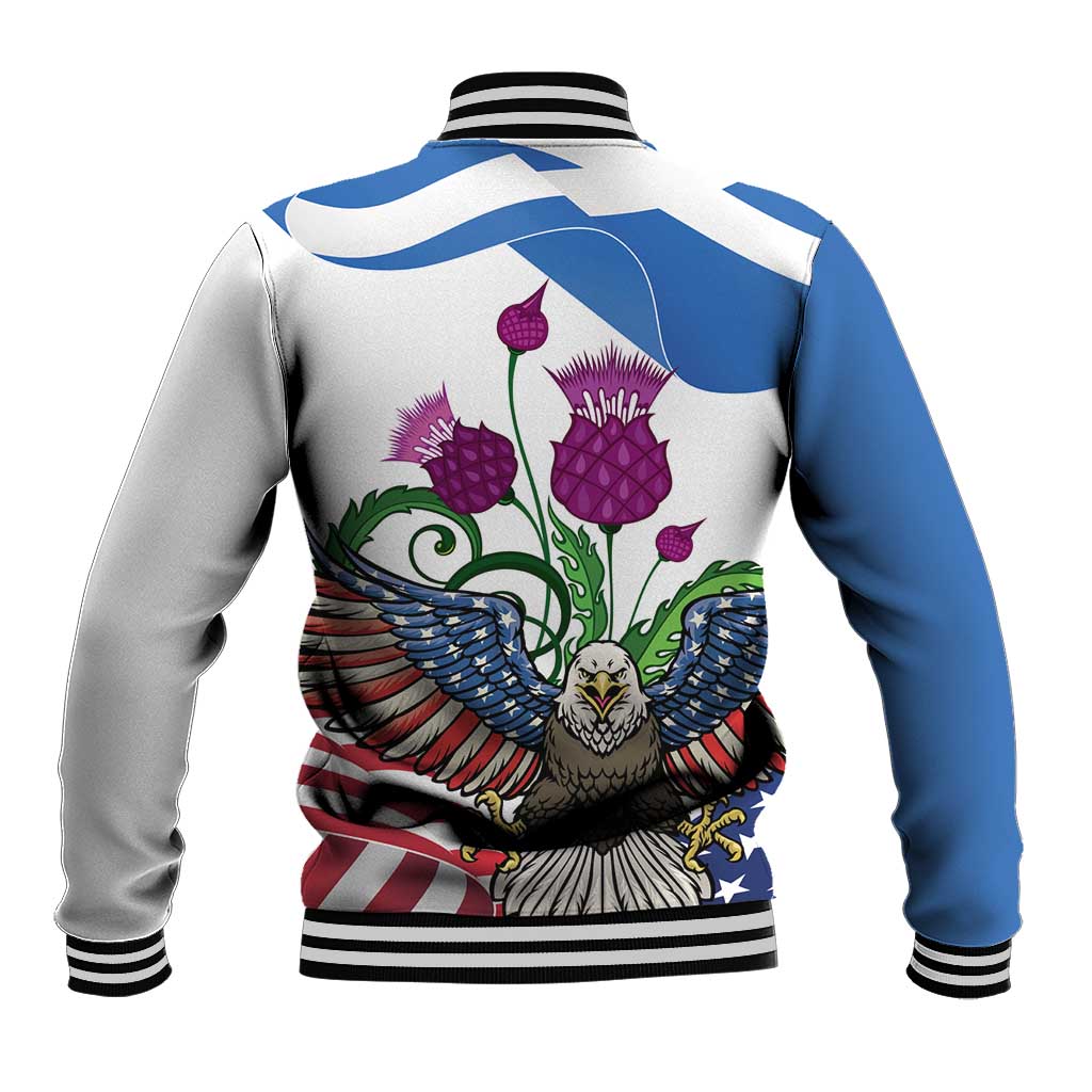 Scottish American Heritage Month Baseball Jacket Thistle And American Eagle