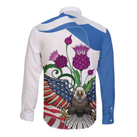 Scottish American Heritage Month Long Sleeve Button Shirt Thistle And American Eagle