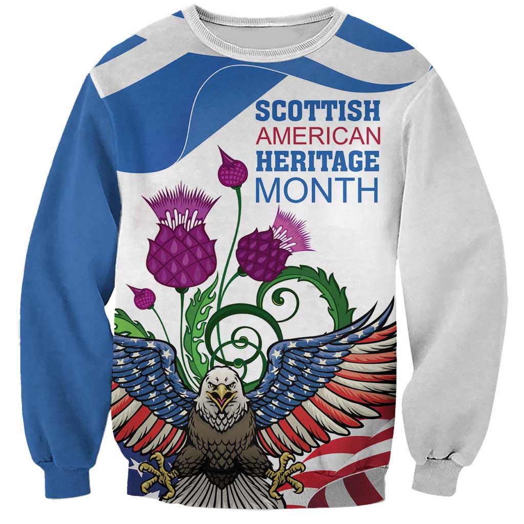 Scottish American Heritage Month Sweatshirt Thistle And American Eagle