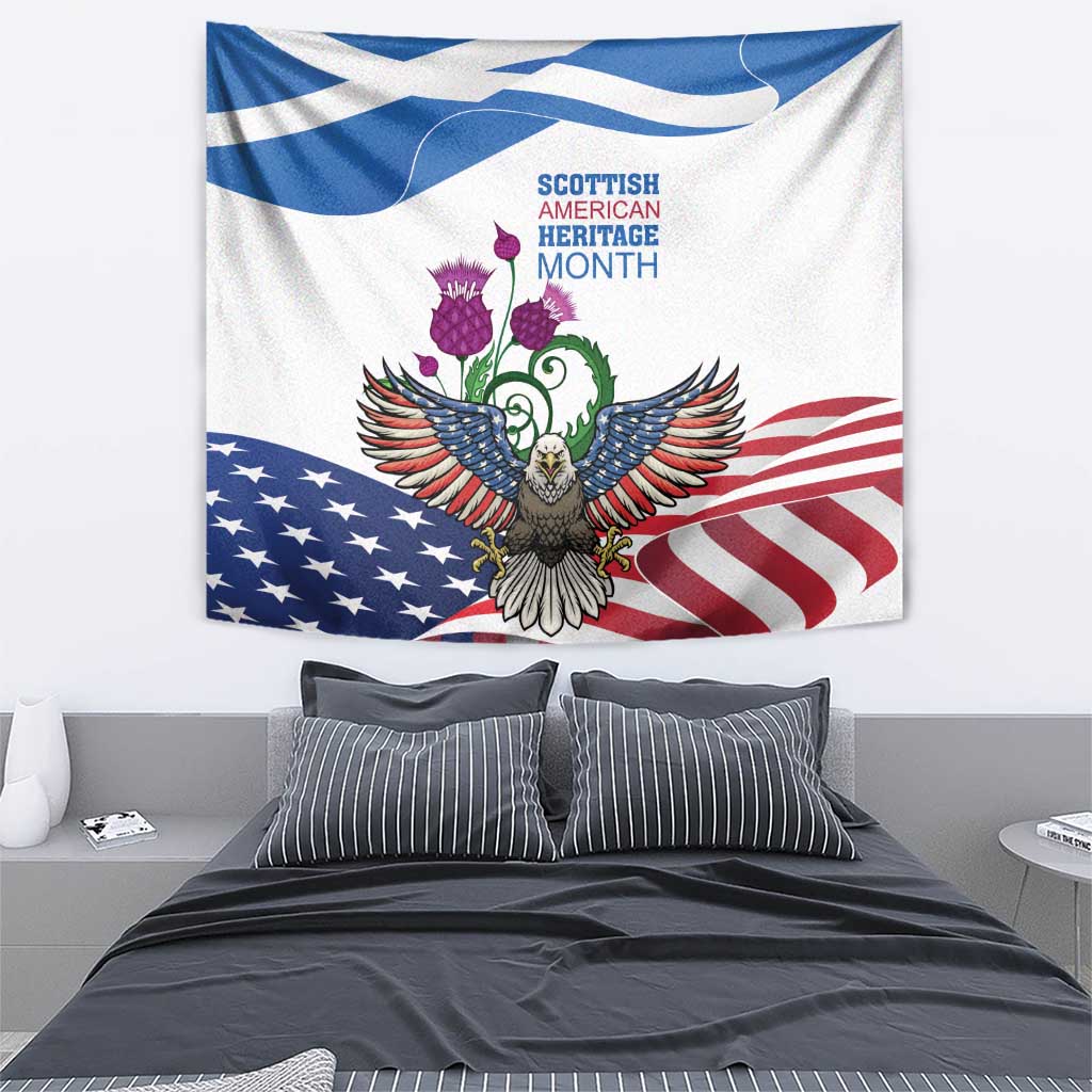 Scottish American Heritage Month Tapestry Thistle And American Eagle