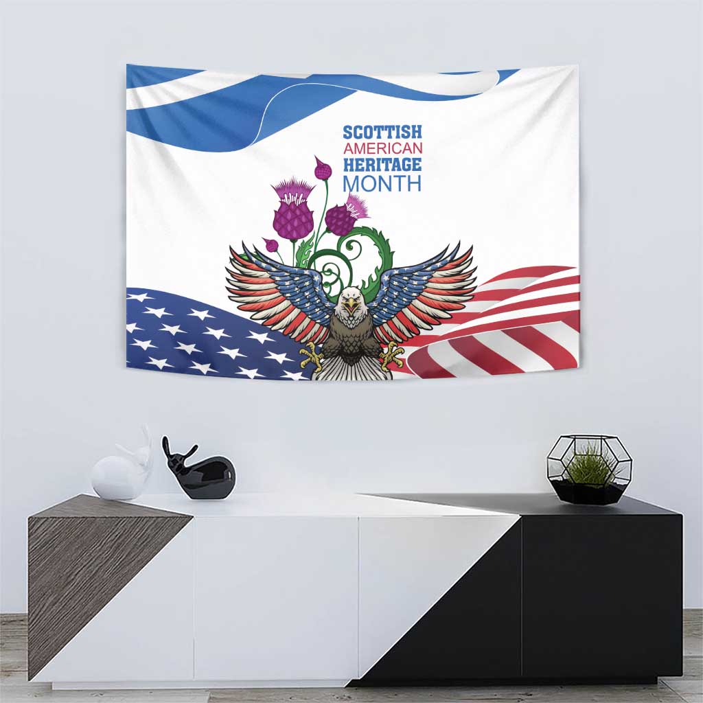 Scottish American Heritage Month Tapestry Thistle And American Eagle