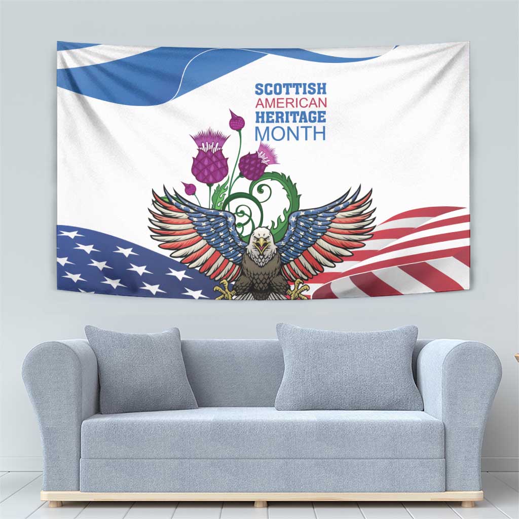 Scottish American Heritage Month Tapestry Thistle And American Eagle