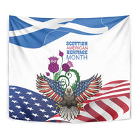 Scottish American Heritage Month Tapestry Thistle And American Eagle