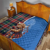 Scottish Tartan Quilt Highland Cow Playing Bagpipes