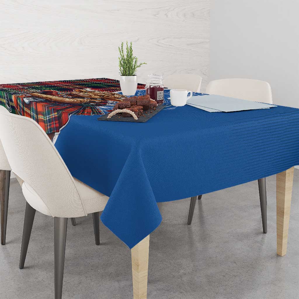 Scottish Tartan Tablecloth Highland Cow Playing Bagpipes