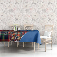 Scottish Tartan Tablecloth Highland Cow Playing Bagpipes