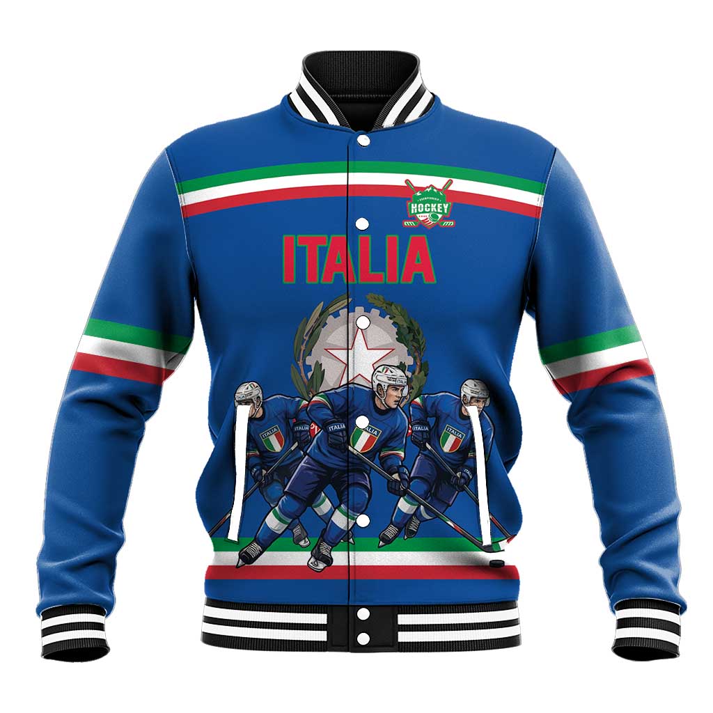 Italy Hockey Custom Baseball Jacket Italia Hockey Pride Vintage Blue