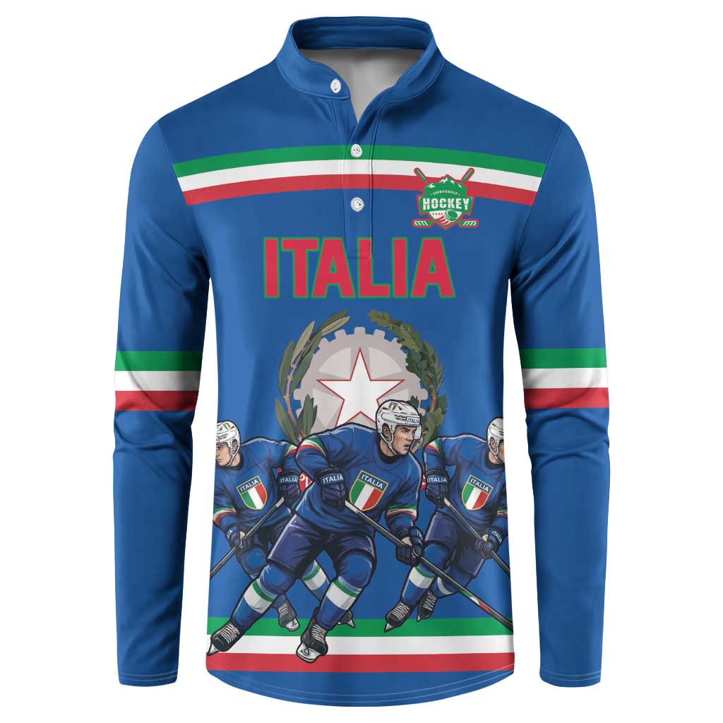 Italy Hockey Custom Button Sweatshirt Italia Hockey Pride Vintage Blue