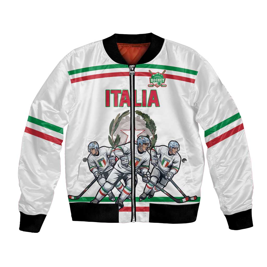 Italy Hockey Custom Bomber Jacket Italia Hockey Pride Vintage White