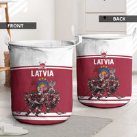 Latvia Hockey Pride Laundry Basket Baltic Ice Warriors