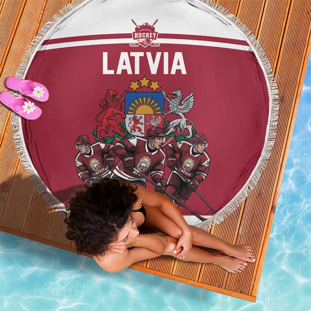 Latvia Hockey Pride Beach Blanket Baltic Ice Warriors