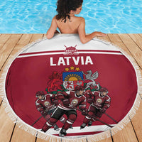 Latvia Hockey Pride Beach Blanket Baltic Ice Warriors