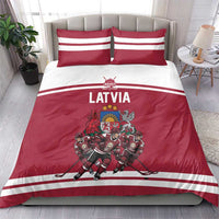Latvia Hockey Pride Bedding Set Baltic Ice Warriors