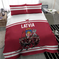 Latvia Hockey Pride Bedding Set Baltic Ice Warriors