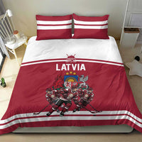 Latvia Hockey Pride Bedding Set Baltic Ice Warriors