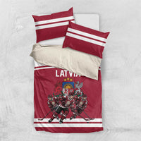 Latvia Hockey Pride Bedding Set Baltic Ice Warriors