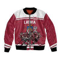 Latvia Hockey Pride Custom Bomber Jacket Baltic Ice Warriors
