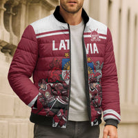 Latvia Hockey Pride Custom Bomber Puffer Jacket Baltic Ice Warriors