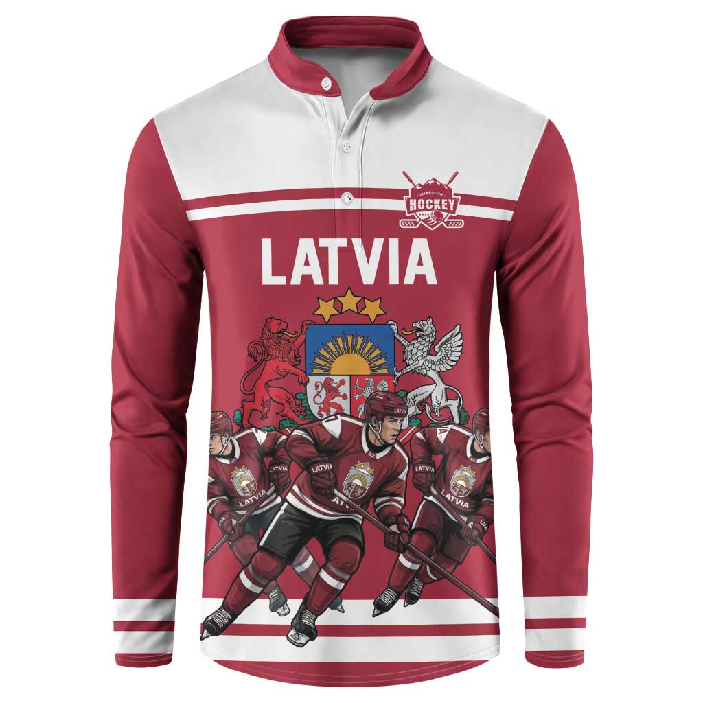 Latvia Hockey Pride Custom Button Sweatshirt Baltic Ice Warriors