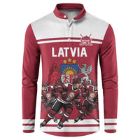 Latvia Hockey Pride Custom Button Sweatshirt Baltic Ice Warriors