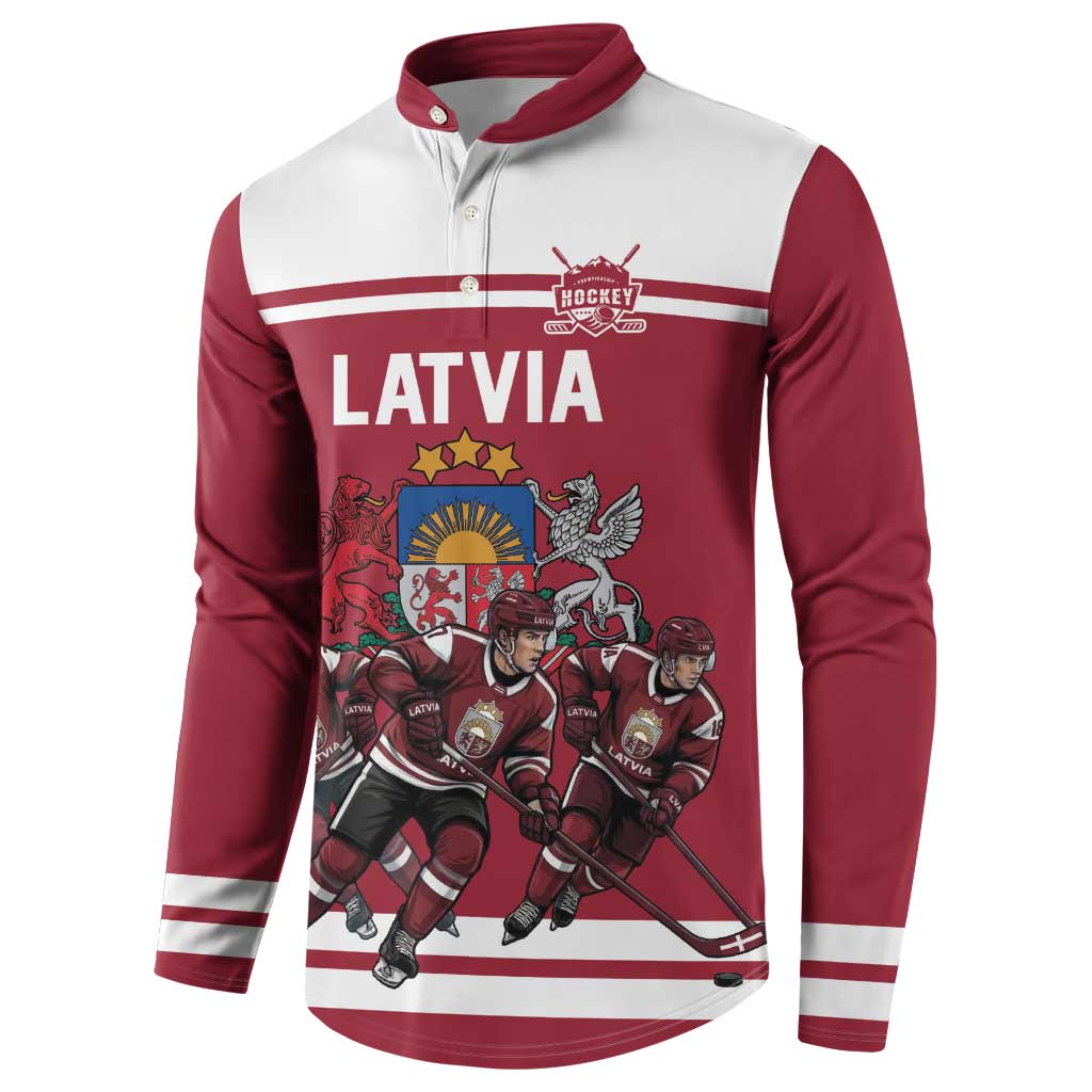 Latvia Hockey Pride Custom Button Sweatshirt Baltic Ice Warriors