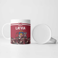 Latvia Hockey Pride Custom Ceramic Mug Baltic Ice Warriors