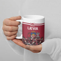 Latvia Hockey Pride Custom Ceramic Mug Baltic Ice Warriors