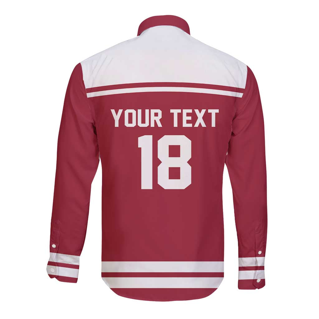 Latvia Hockey Pride Custom Long Sleeve Button Shirt Baltic Ice Warriors