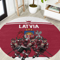 Latvia Hockey Pride Round Carpet Baltic Ice Warriors
