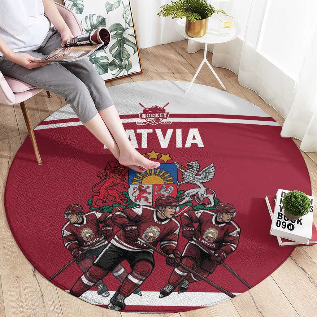 Latvia Hockey Pride Round Carpet Baltic Ice Warriors