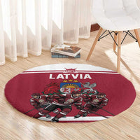 Latvia Hockey Pride Round Carpet Baltic Ice Warriors