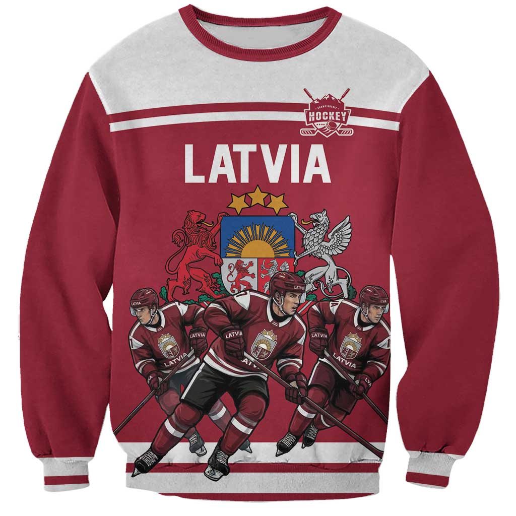 Latvia Hockey Pride Custom Sweatshirt Baltic Ice Warriors