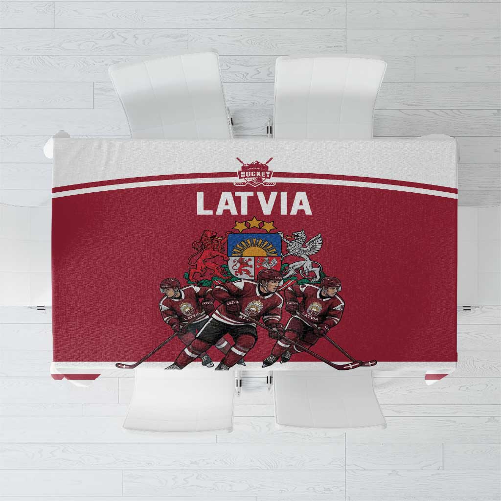 Latvia Hockey Pride Tablecloth Baltic Ice Warriors