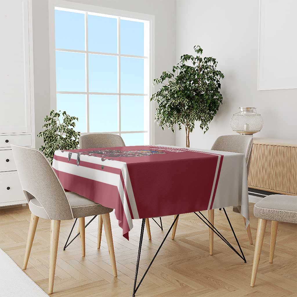 Latvia Hockey Pride Tablecloth Baltic Ice Warriors