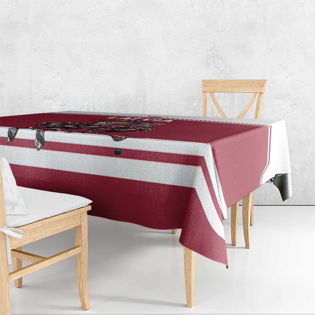 Latvia Hockey Pride Tablecloth Baltic Ice Warriors