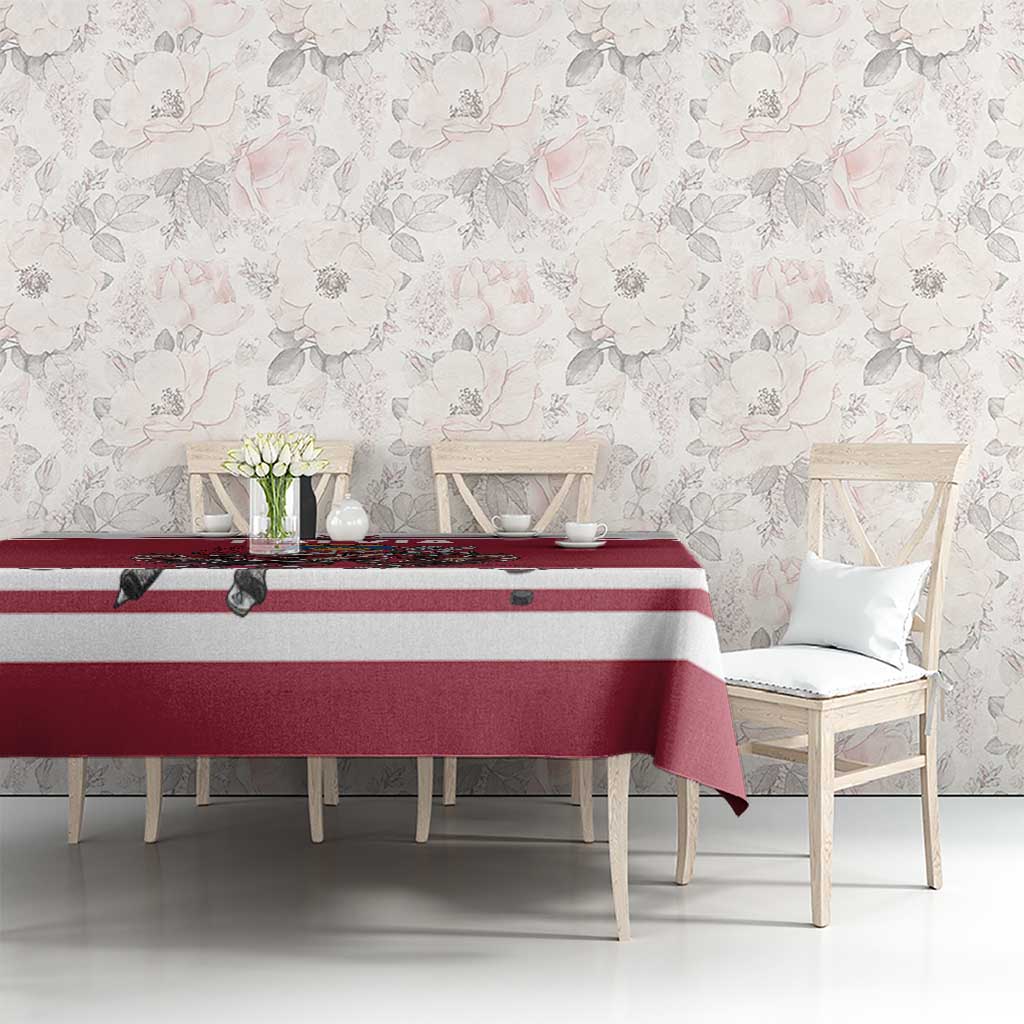 Latvia Hockey Pride Tablecloth Baltic Ice Warriors