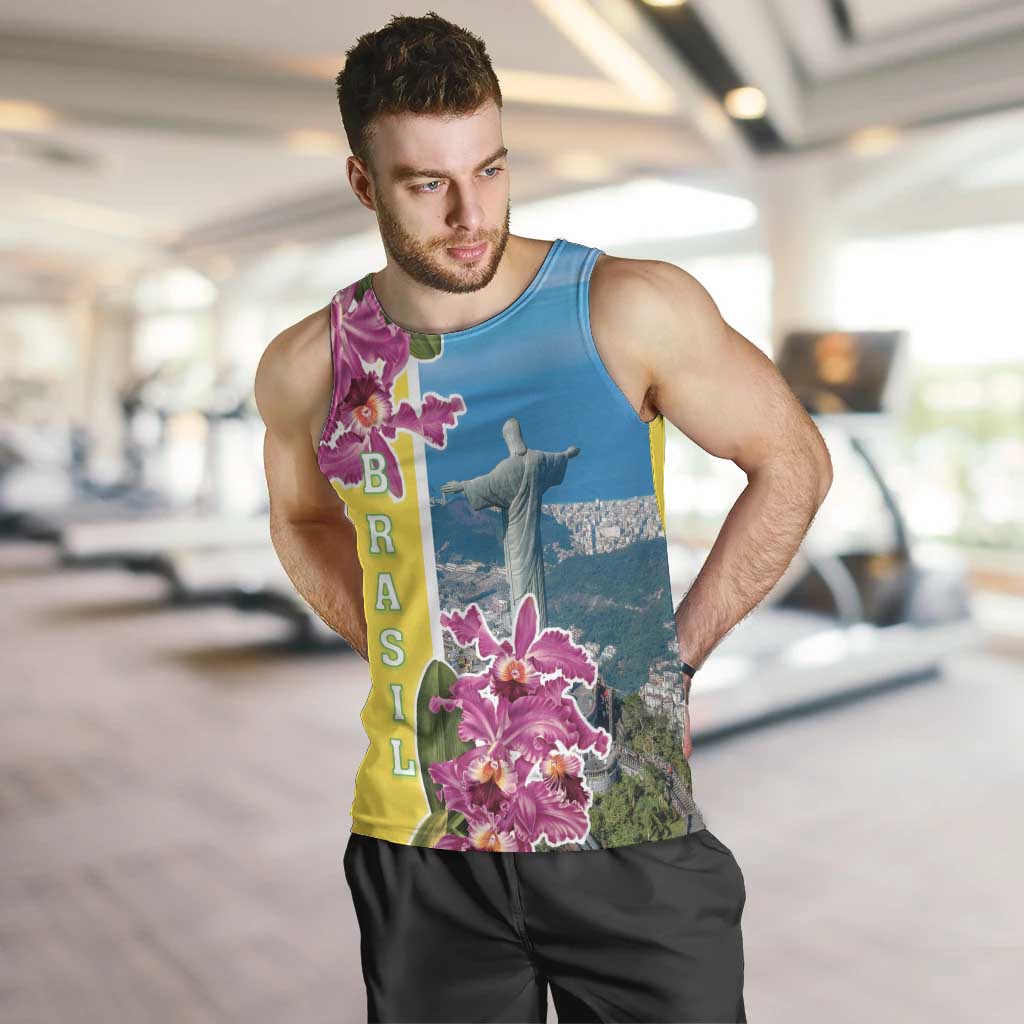 Brazil Cattleya Labiata Men Tank Top Christ The Redeemer And Flag Color Style - Wonder Print Shop