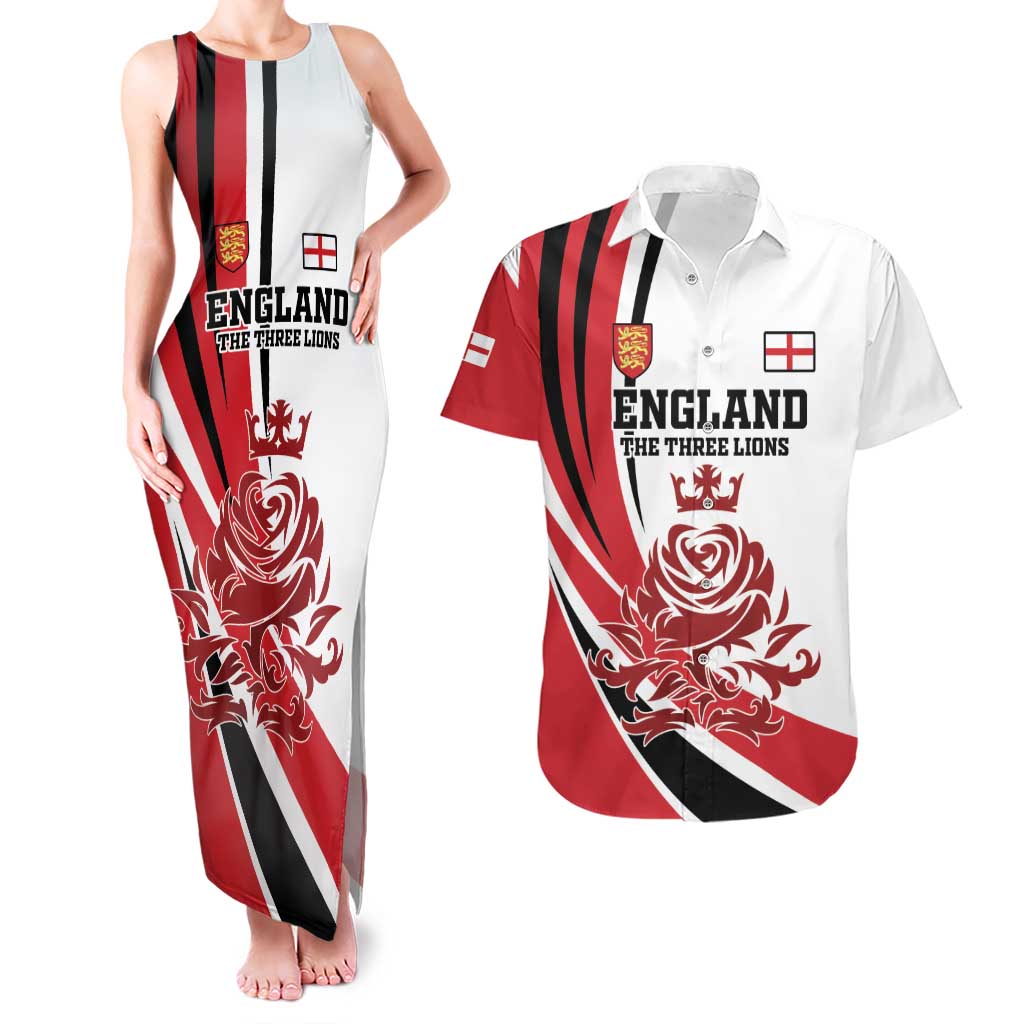 Custom England Football Couples Matching Tank Maxi Dress and Hawaiian Shirt Simple Style - Wonder Print Shop