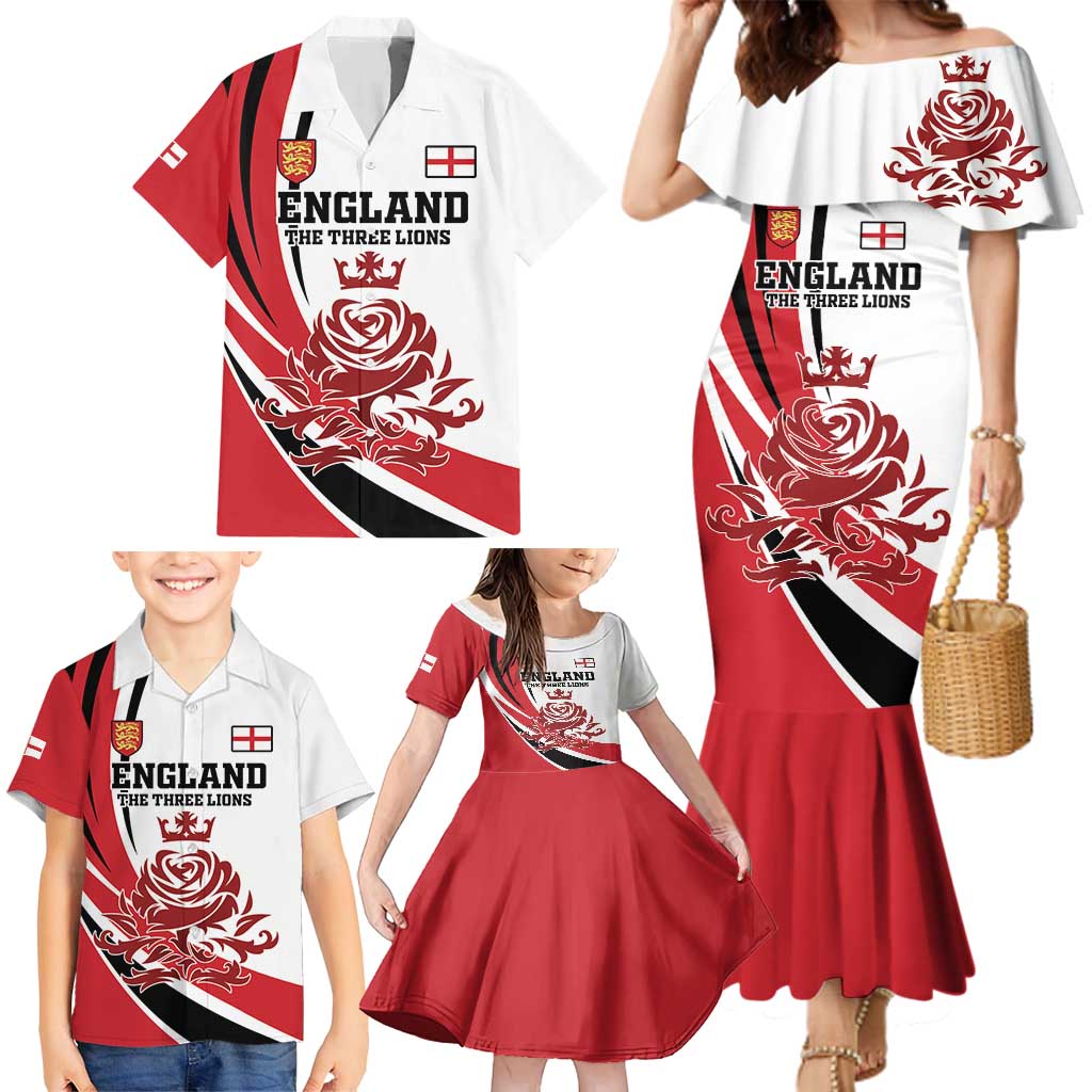 Custom England Football Family Matching Mermaid Dress and Hawaiian Shirt Simple Style - Wonder Print Shop