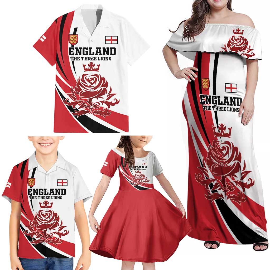 Custom England Football Family Matching Off Shoulder Maxi Dress and Hawaiian Shirt Simple Style - Wonder Print Shop