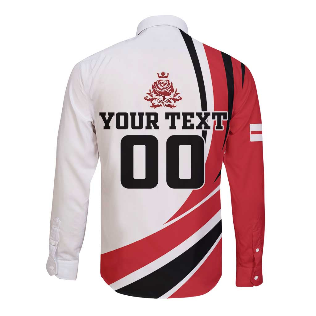 England football long-sleeve button shirt, back with YOUR TEXT and 00, red/white/black