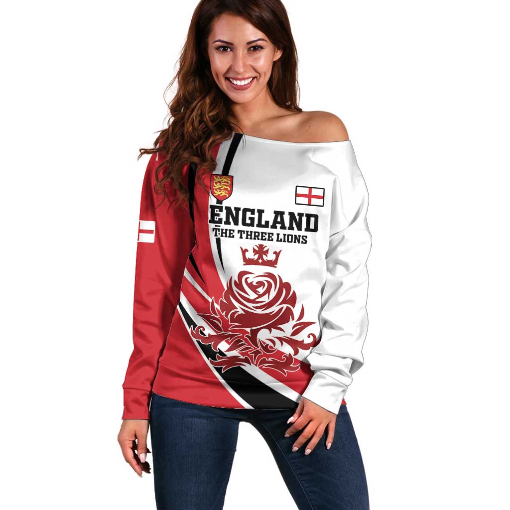 Custom England Football Off Shoulder Sweater Simple Style - Wonder Print Shop