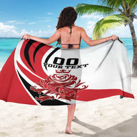 England football sarong with 'YOUR TEXT' and red rose crest, wrapped from back