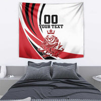 England football tapestry showing '100' and 'YOUR TEXT' over red-and-white crest
