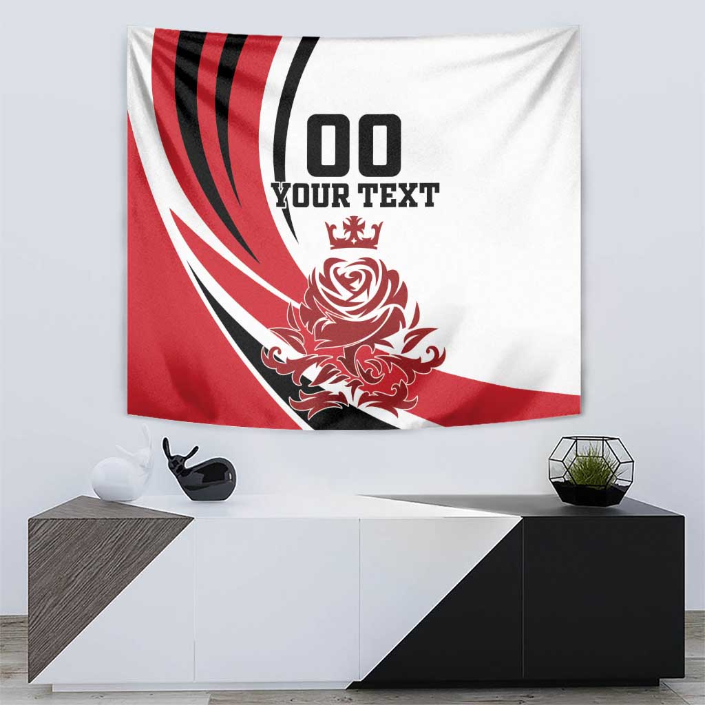 England football tapestry with bold red crest graphic and centered 'YOUR TEXT' lettering