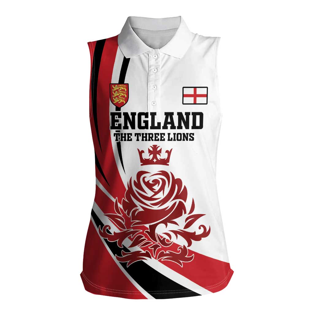 Custom England Football Women Sleeveless Polo Shirt Simple Style