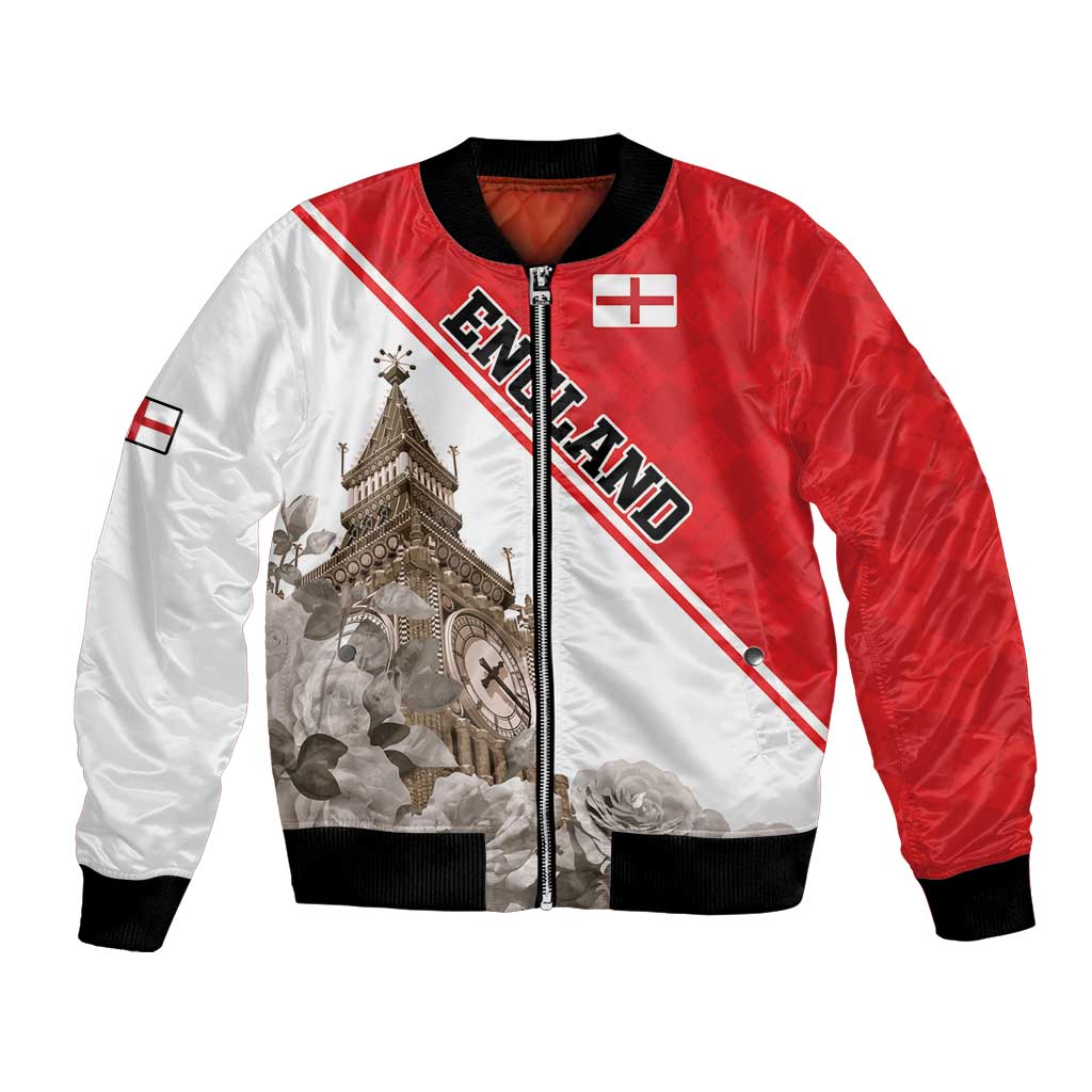 Custom England Rose Bomber Jacket With Big Ben - Wonder Print Shop