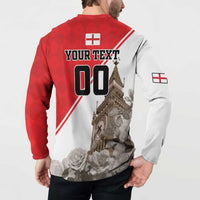Red and white button sweatshirt, back print with YOUR TEXT 00 and roses by Big Ben