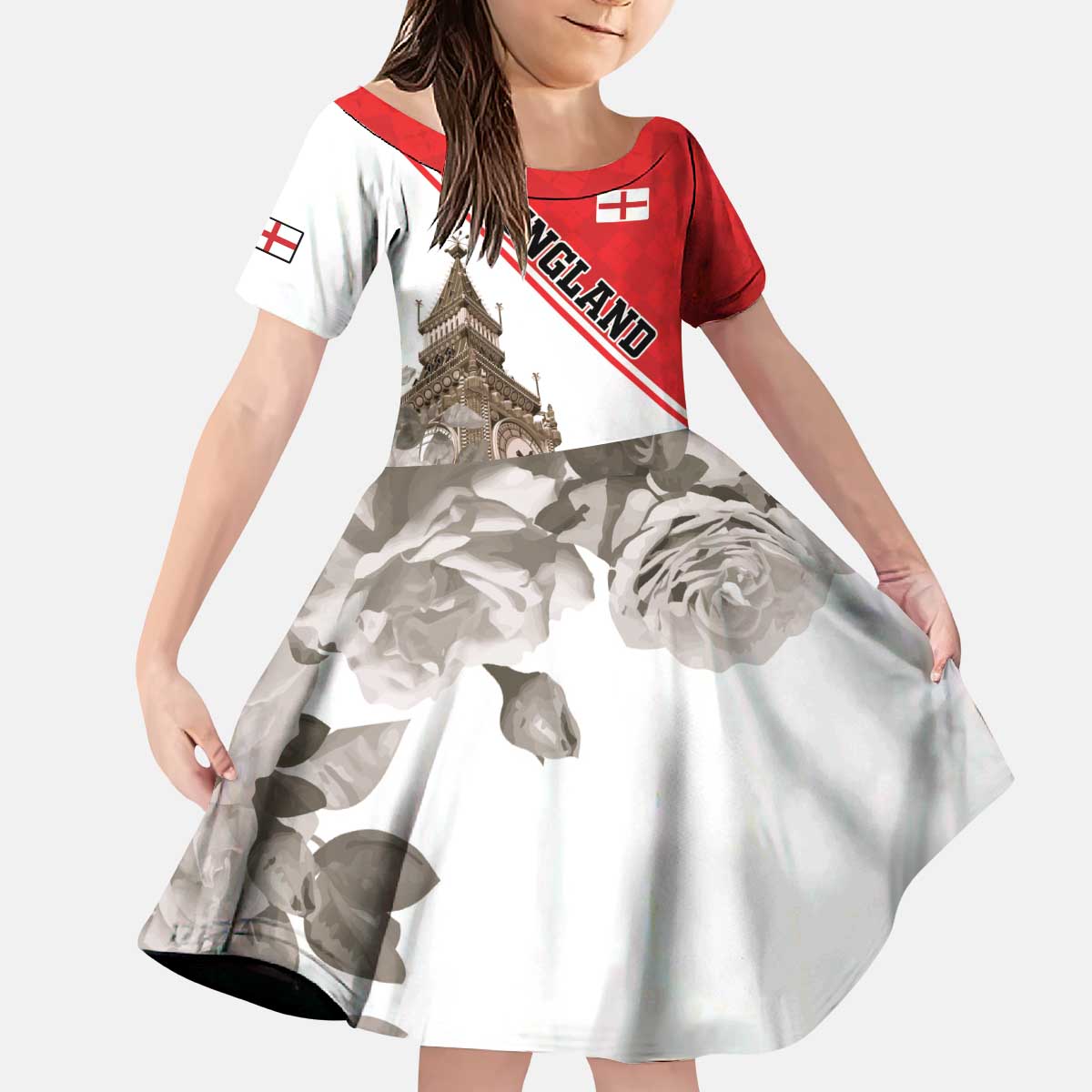 Custom England Rose Kid Short Sleeve Dress With Big Ben - Wonder Print Shop